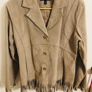 Colebrook Leather Blazer Jacket with Fringe Vintage Western